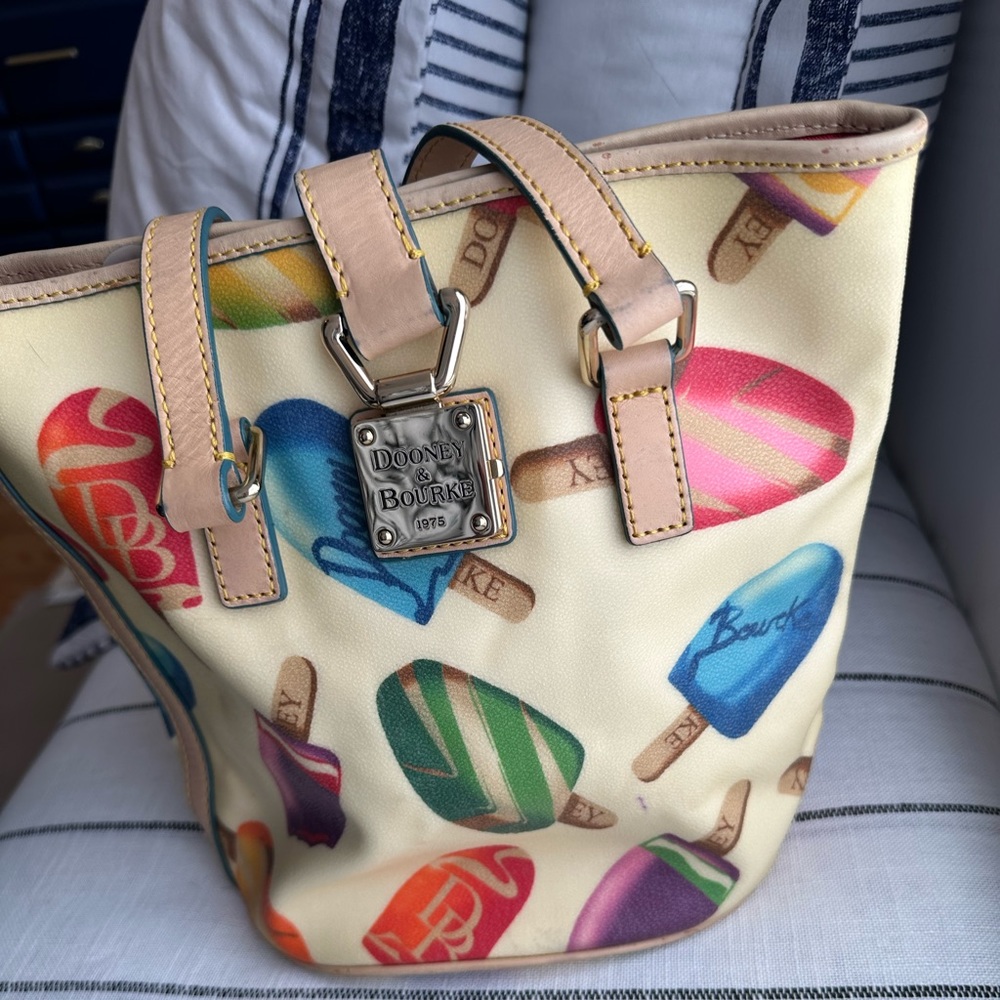 Dooney and Bourke vintage ice cream small tote bag (coated canvas with leather)